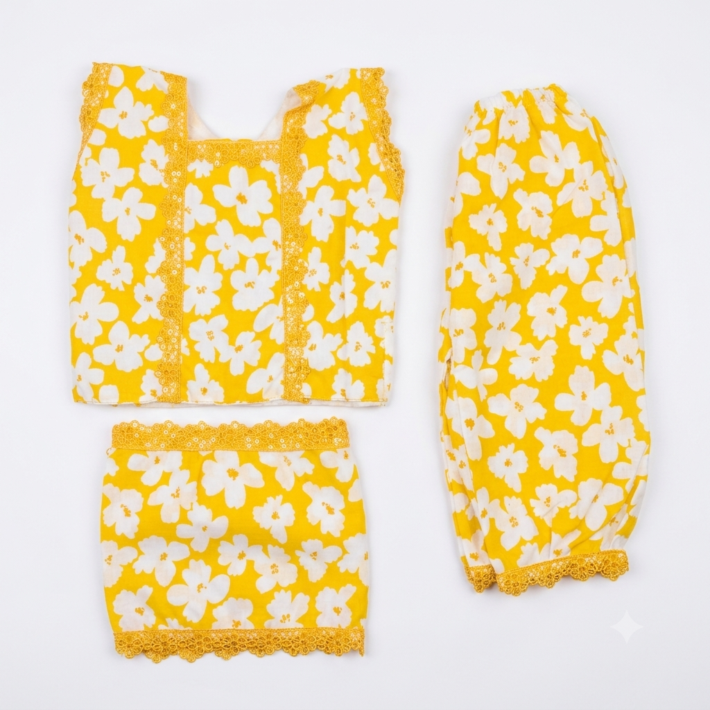 light Yellow cotton  Dress for  silicone kanha ji ( Kanha ji 27 inch