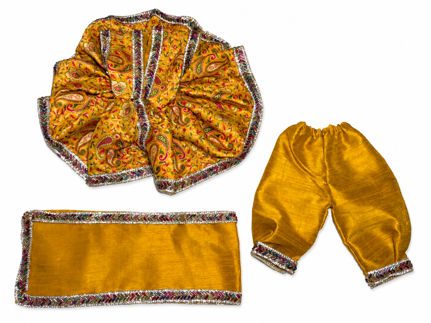 Printed Yellow Dress for Kanha Ji ( silicone kanha ji 11 inch )