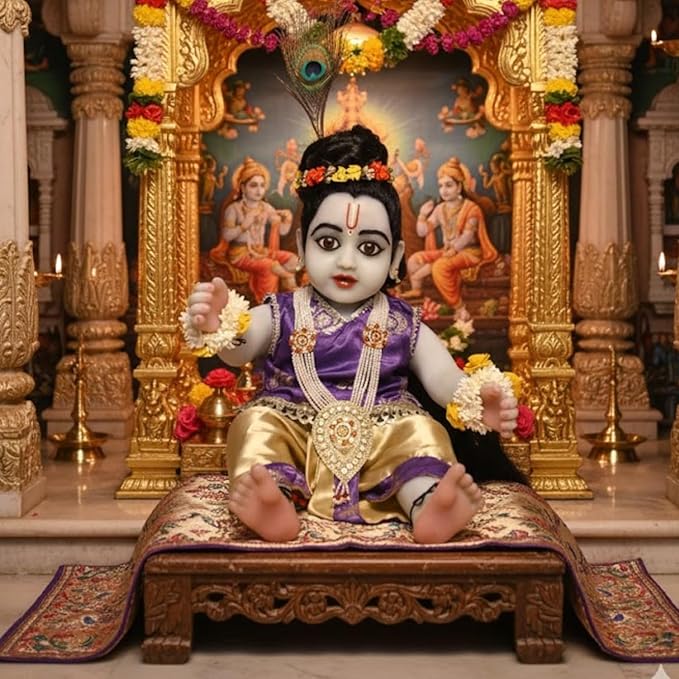 soft Baby Krishna Doll | Handcrafted Silicone Ladoo Gopal Idol for Pooja