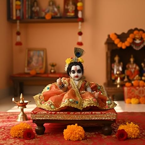 Shri Radha Rani Doll | Exquisite Handcrafted Idol with Premium Silk Lehanga